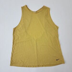Nike Yoga Training Tank Top Mustard Yellow Open Back AO9805-723 XL